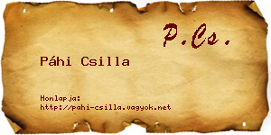 Páhi Csilla névjegykártya
